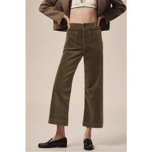Maeve Olive Cropped Corduroy Pants